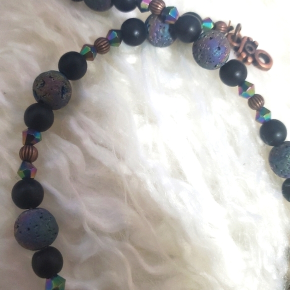 Vintage boho brass necklace and earrings set - Picture 6 of 10